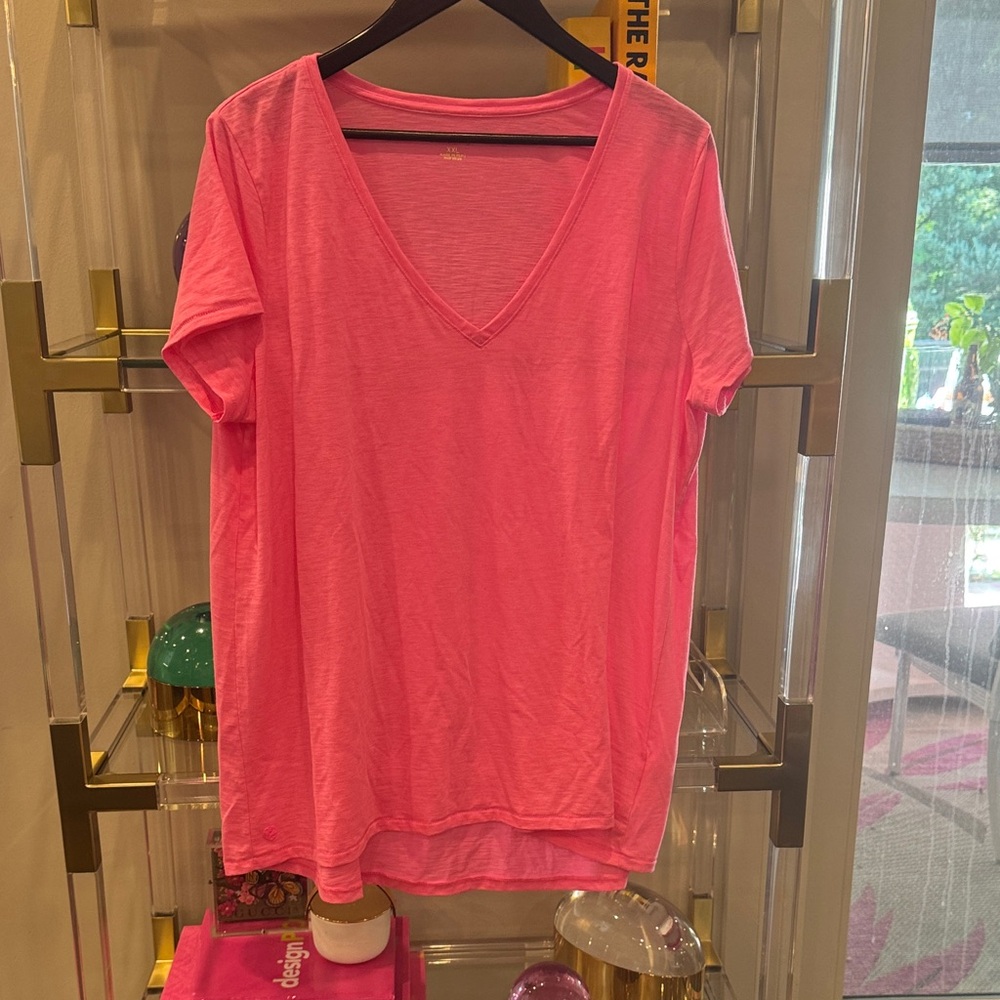 Lilly Pulitzer Bright Pink V-Neck Tee
